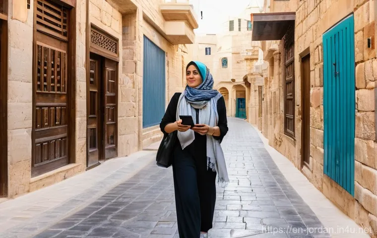 요르단에서의 안전한 여행 팁 - **Prompt:** A vibrant scene depicting a modern JETT bus on a well-maintained highway, traversing thr...